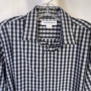 Mizzen+Main‎ Long Sleeve Performance Checkered Shirt Black & Gray XL Trim Fit